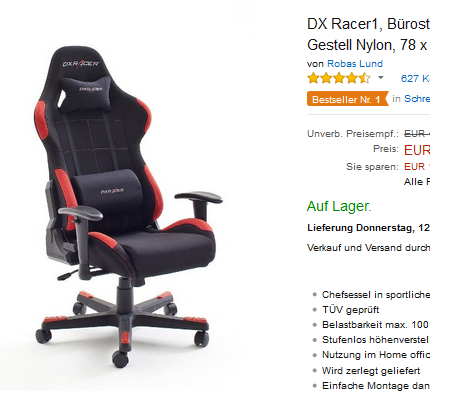 DX Racer1 Bürostuhl & Chefsessel reduziert