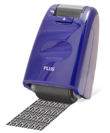 PLUS Japan, Datenschutz Rollstempel Camouflage in Blau, Textschwärzer, Identitätsschutz, Amazon.de Screenshot